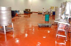 red high-gloss epoxy overlay floor antimicrobial and antibacterial for food and beverage facilities